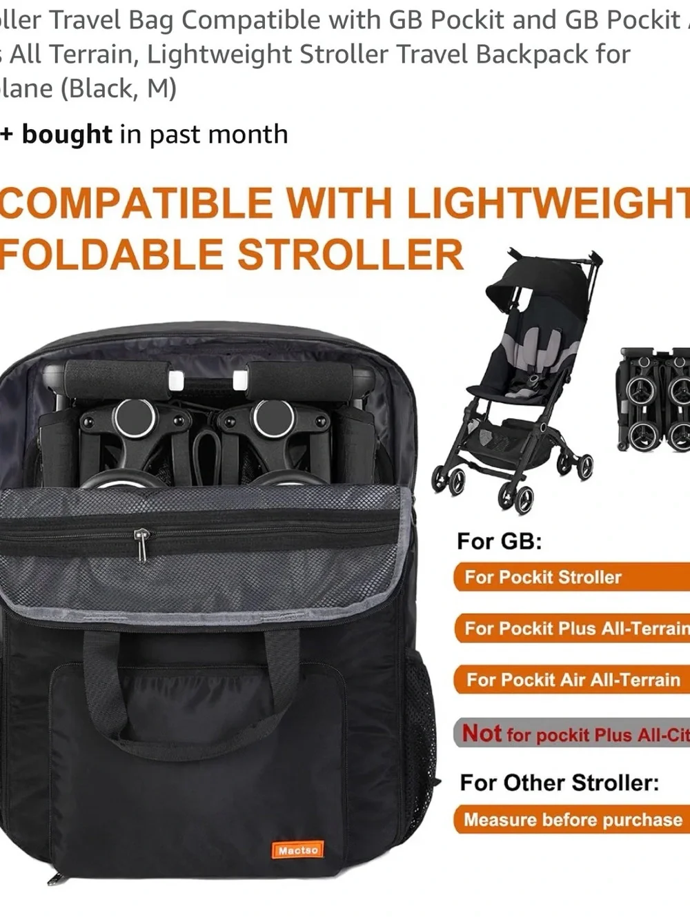 Men's Black Travel Stroller Backpack